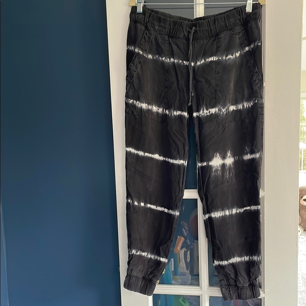 Anthropologie Black and White Tie-Dye Joggers